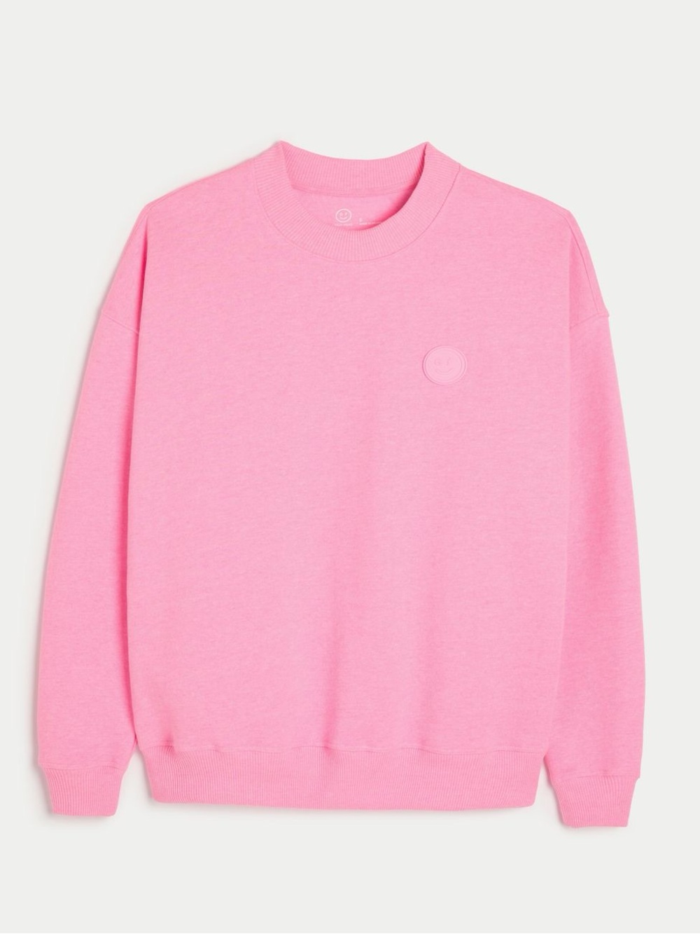 Gilly Hicks Bright Pink Crewneck Pullover with Smiley Logo - Oversized - Size XS